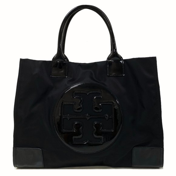 Tory Burch Ella Large Black Nylon Tote - Picture 1 of 11